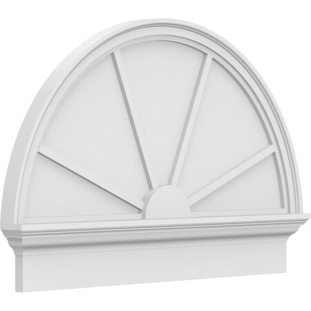 Ekena Millwork Half Round 4 Spoke Architectural Grade PVC Combination Pediment, 36"W x 24-3/4"H x 2-3/4"P PEDPC036X250HRO04